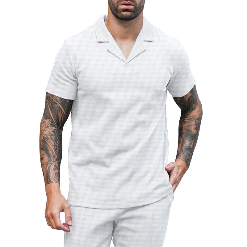 Men's short-sleeve elegant shirt with textured design Amarae