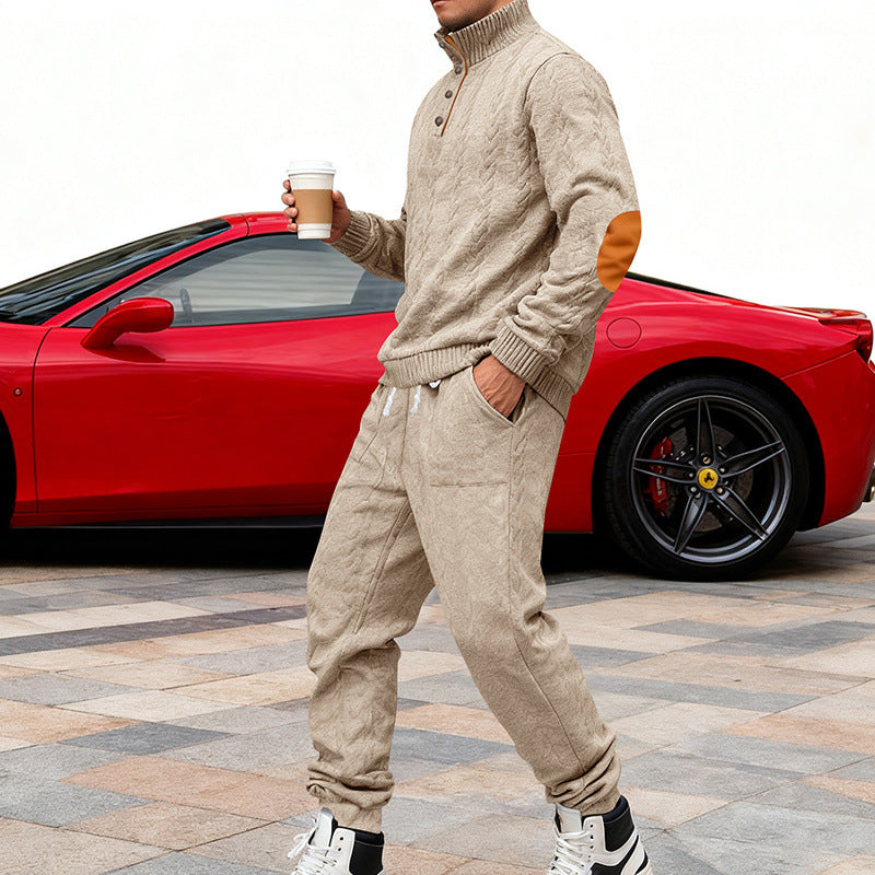 Men's knit jogging suit with a trendy collar and practical pockets Lune London