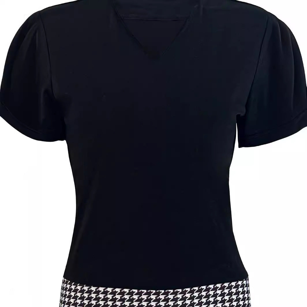 Ladies Chic Houndstooth Midi Dress Lune London