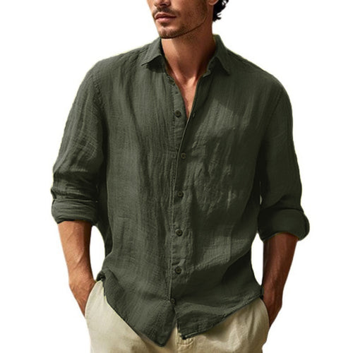 Light linen shirt for men with short button placket and relaxed fit Amarae