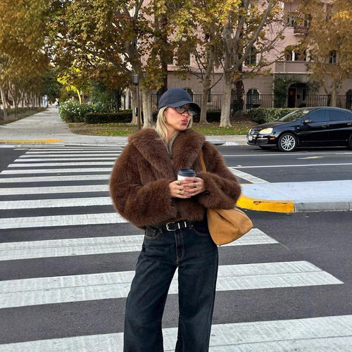 Ladies Oversized Faux Fur Jacket Amarae