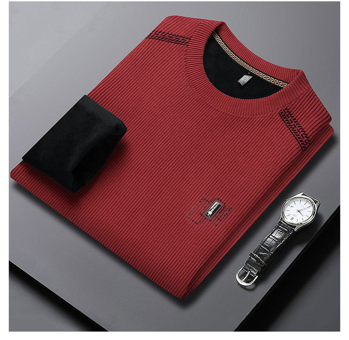 Modern pullover for men with round neck, featuring ribbed structure and stylish contrasting collar Lune London