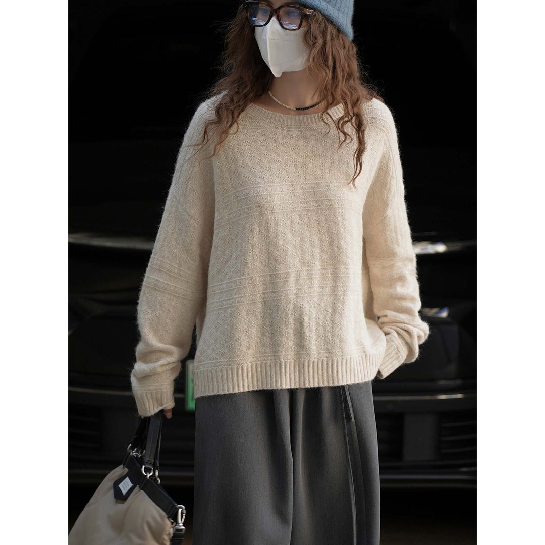 Women's Soft Mohair-Look Oversize Sweater with Boat Neck Amarae