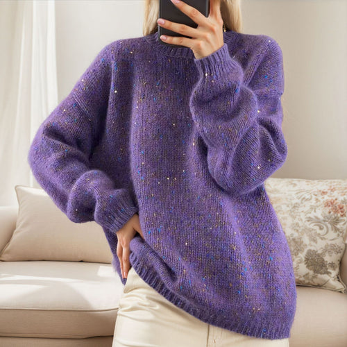Cozy knit sweater for women with sparkling accents and a relaxed fit Amarae