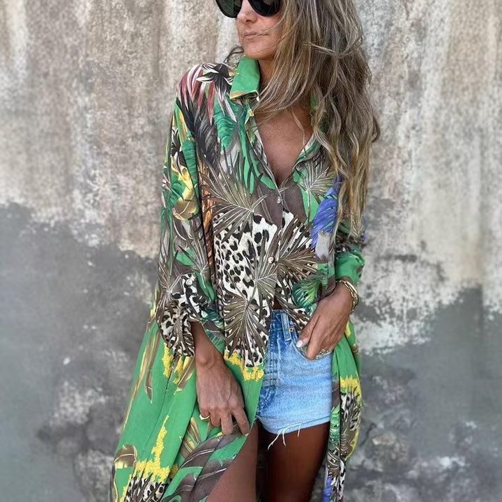 Long sleeve blouse for women with animal print and casual fit Lune London