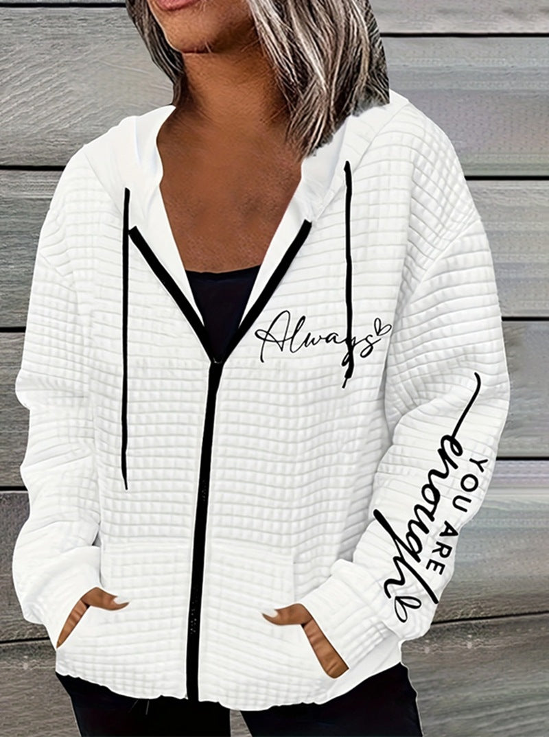 Veste à capuche décontractée pour femmes avec impression motivante Chic & Stil