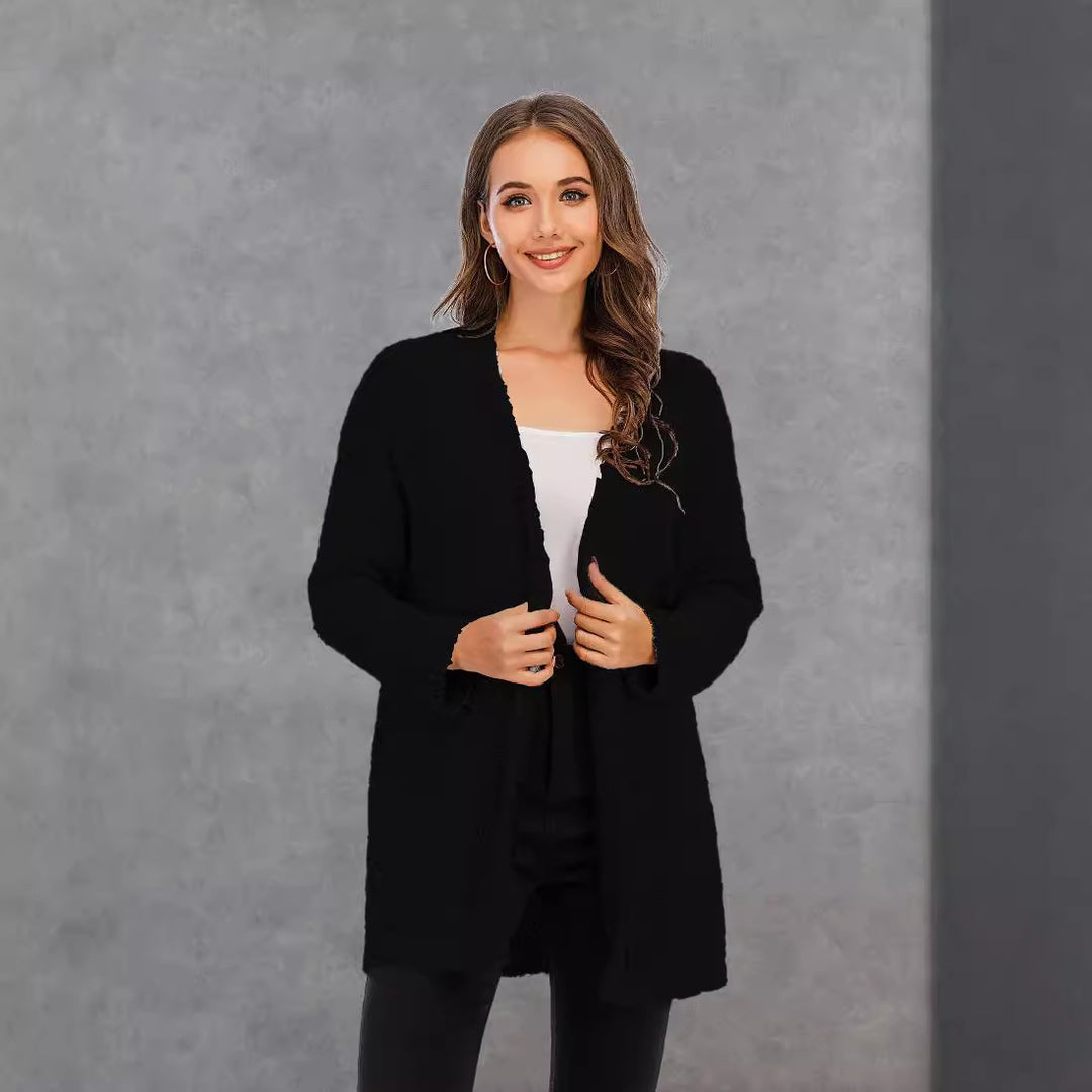 Cardigan cosy femme avec coupe ouverte et grandes poches Chic & Stil