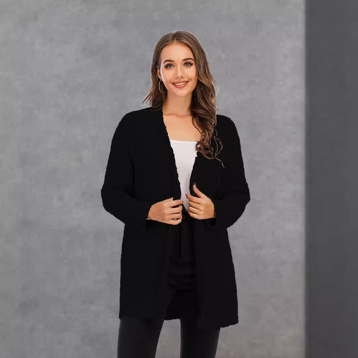 Cardigan cosy femme avec coupe ouverte et grandes poches Chic & Stil