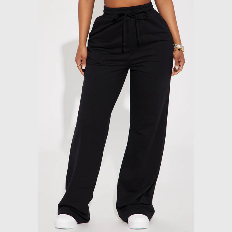 Women's wide sweatpants with elastic waistband and drawstring Chic & Stil