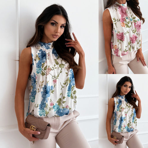 Ladies floral print ruffled top Amarae
