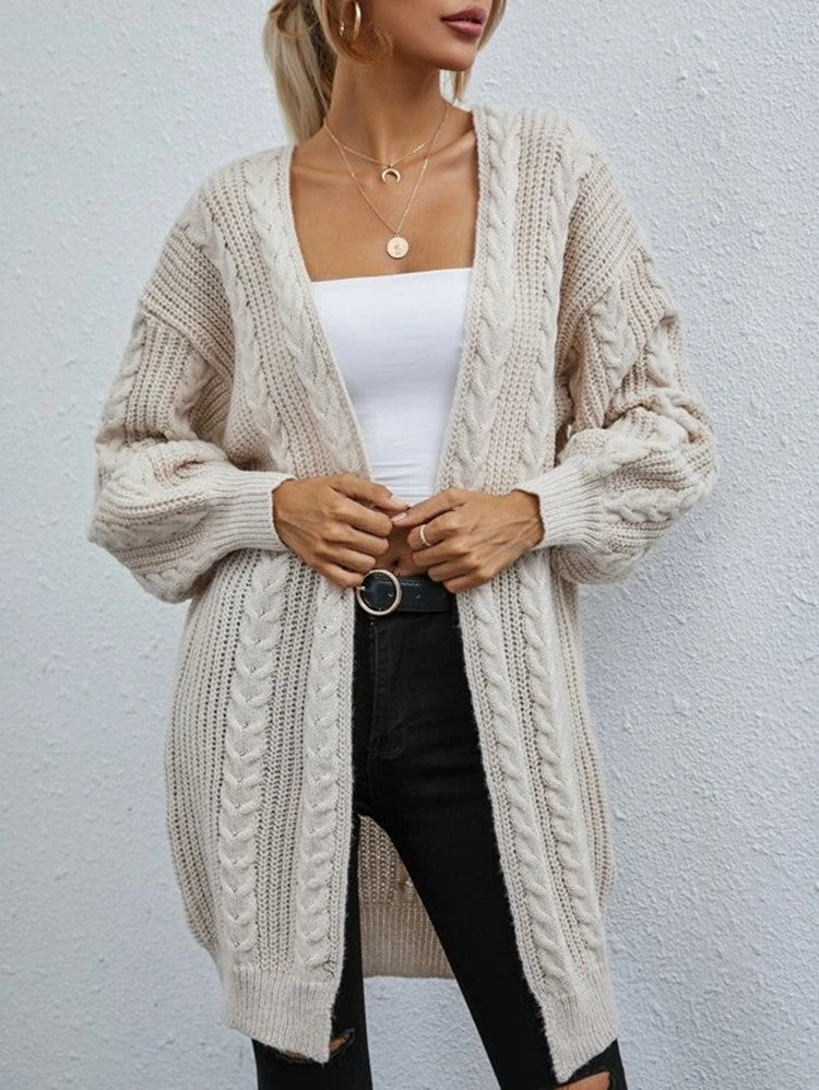 Thick knitted jacket for women with deep V-neckline and relaxed fit Lune London
