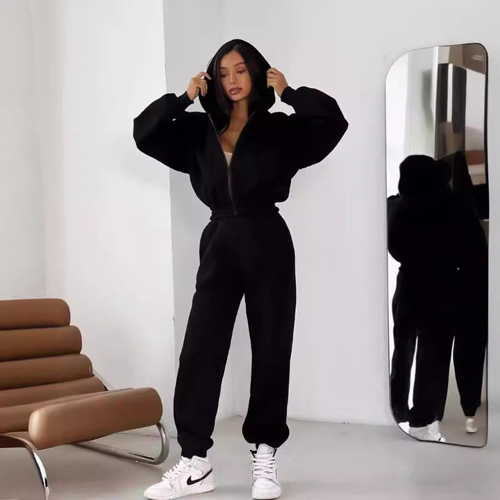 Lune London women's cozy zip-up hoodie and jogger pants set