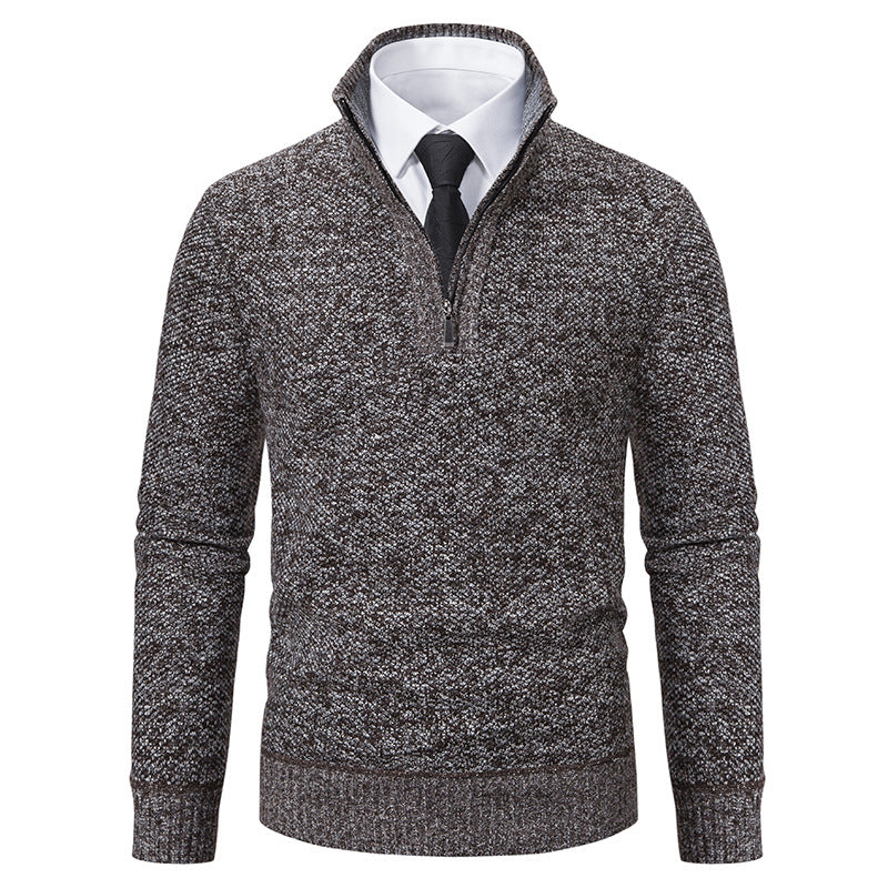 Elegant knitted sweater for men with half-zip and textured surface Lune London