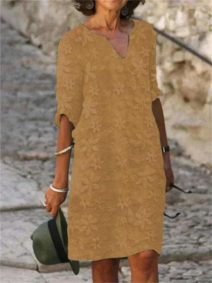 Lune London | Summer dress made of cotton and linen with floral pattern