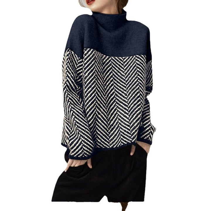 Pull élégant pour femmes avec motif zigzag et col haut Chic & Stil