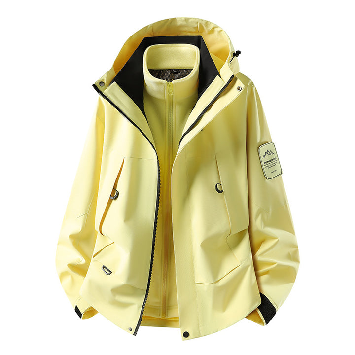 Unisex waterproof two-layer softshell rain jacket with removable fleece lining and hood Amarae