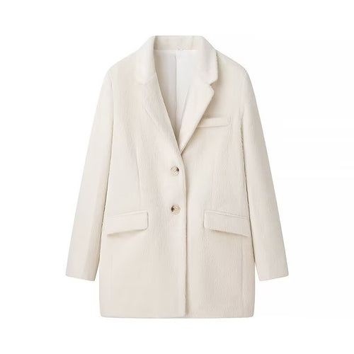 Veste blazer moelleuse pour femmes avec détails de boutons et poches élégantes Chic & Stil