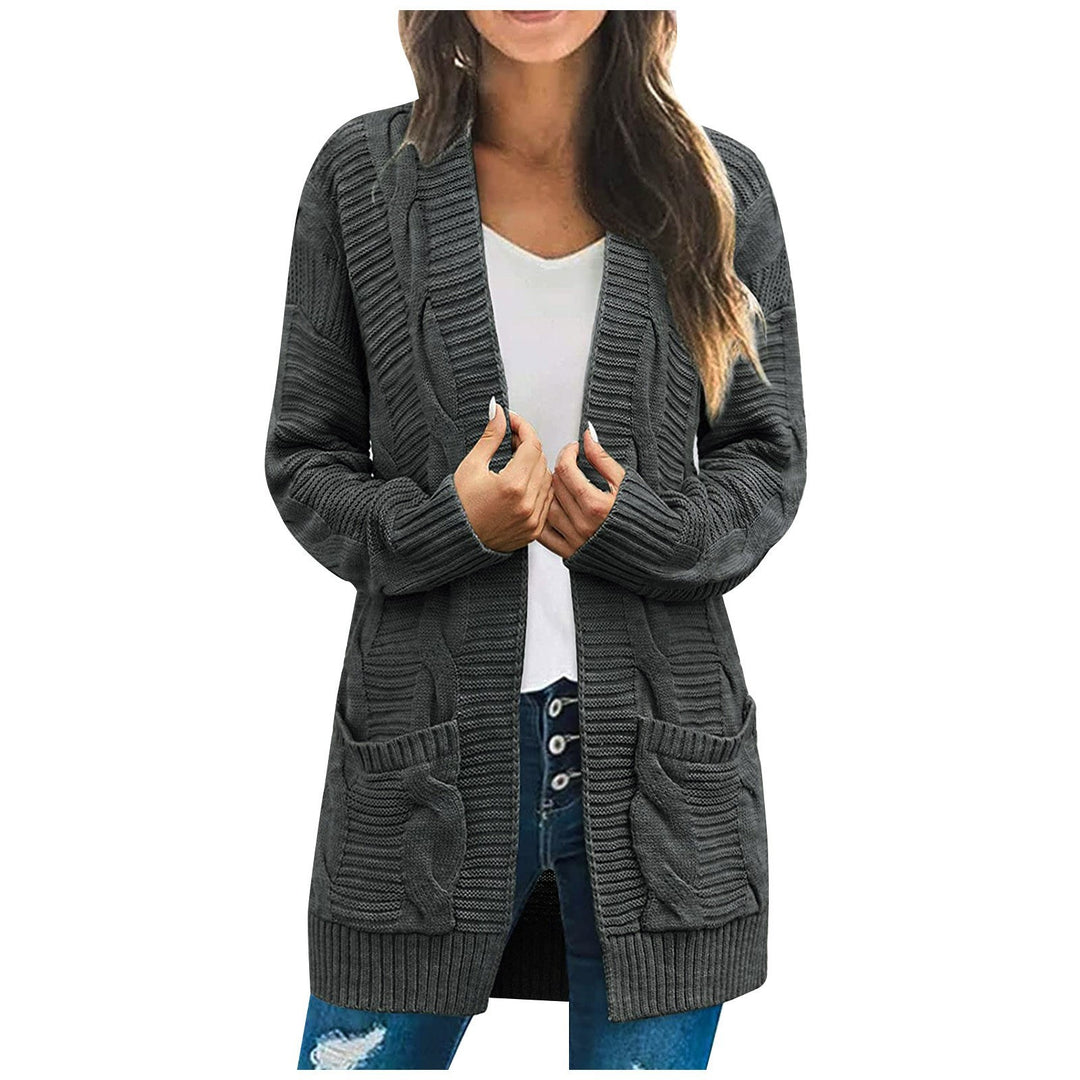 Cardigan en tricot épais pour femmes avec poches et aspect de point texturé Chic & Stil