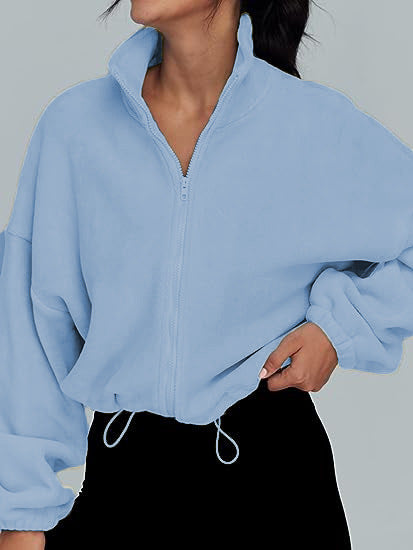 Casual zip fleece sweater for women with high collar Amarae