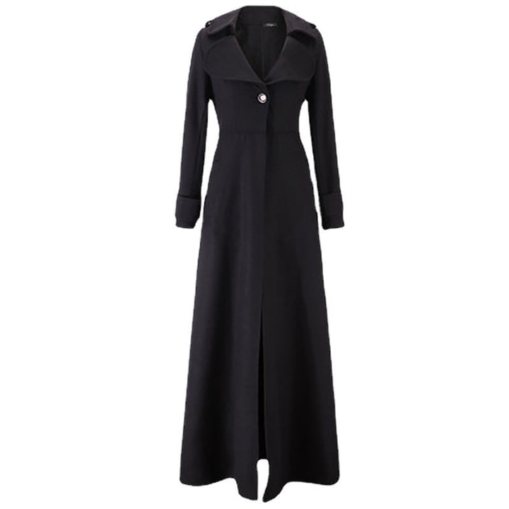 Ladies Elegant long coat with classic lapels and modern accents Amarae