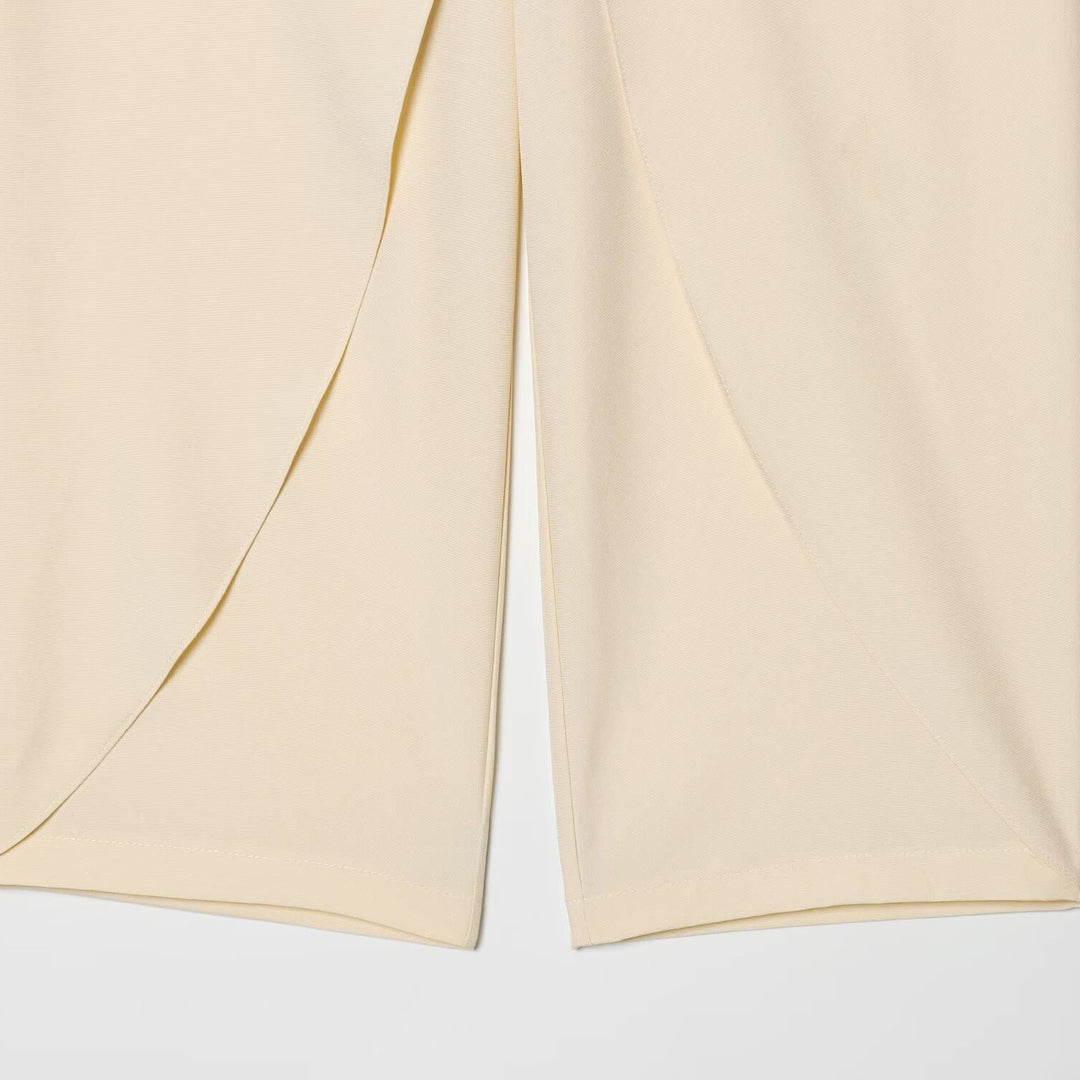 Women's Cropped Palazzo Pants with Tulip Overlap and High Waist Amarae