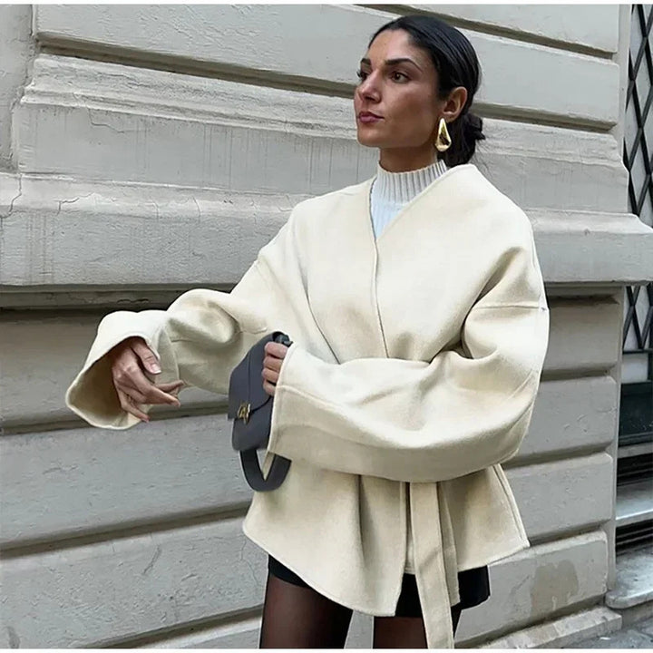 Oversized coat for women with belt Lune London