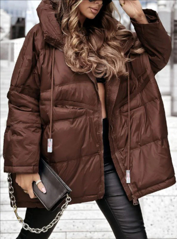 Women's Quilted Oversized Jacket with Hood and Functional Pockets Amarae