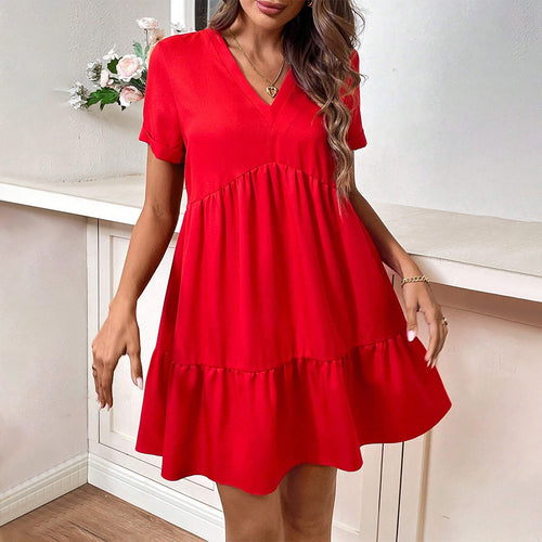 Robe décontractée pour femme avec décolleté en V et jupe évasée Chic & Stil