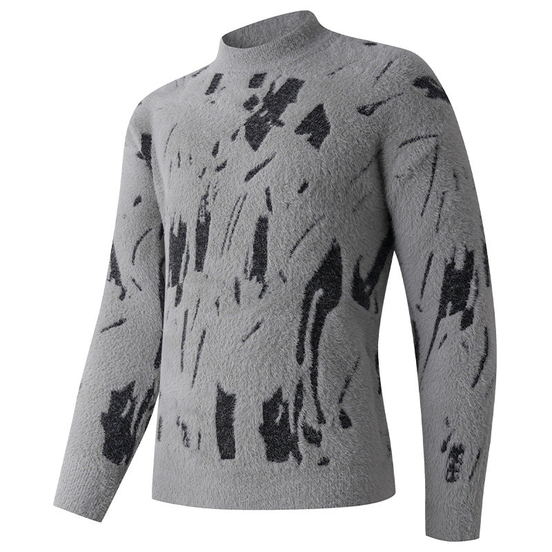 Trendy women's sweater with structured pattern and high collar Lune London