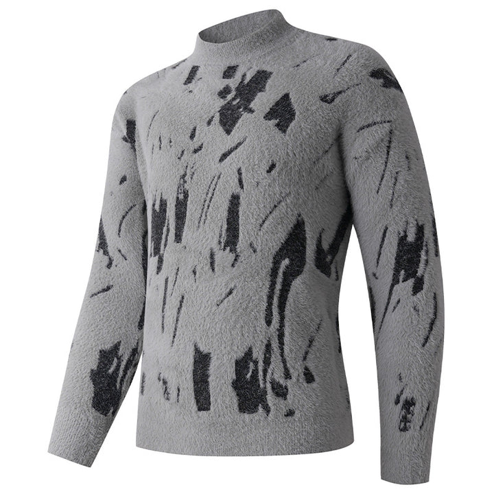 Trendy women's sweater with structured pattern and high collar Lune London