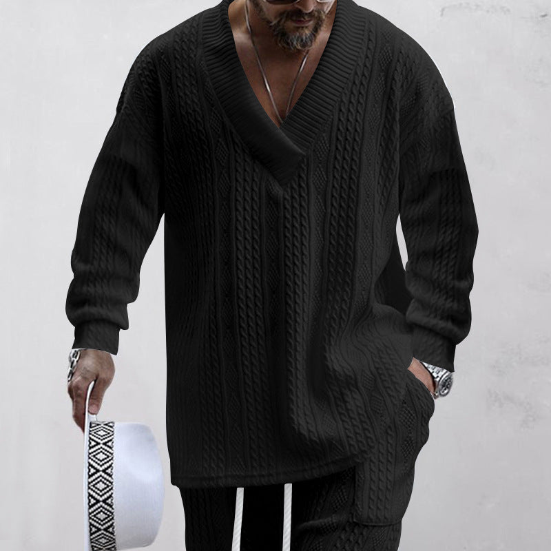 Men's knit sweater with V-neck from Lune London