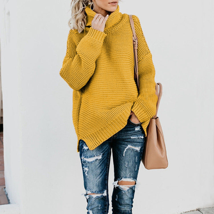 Thick knit sweater for women with high collar and relaxed fit Lune London