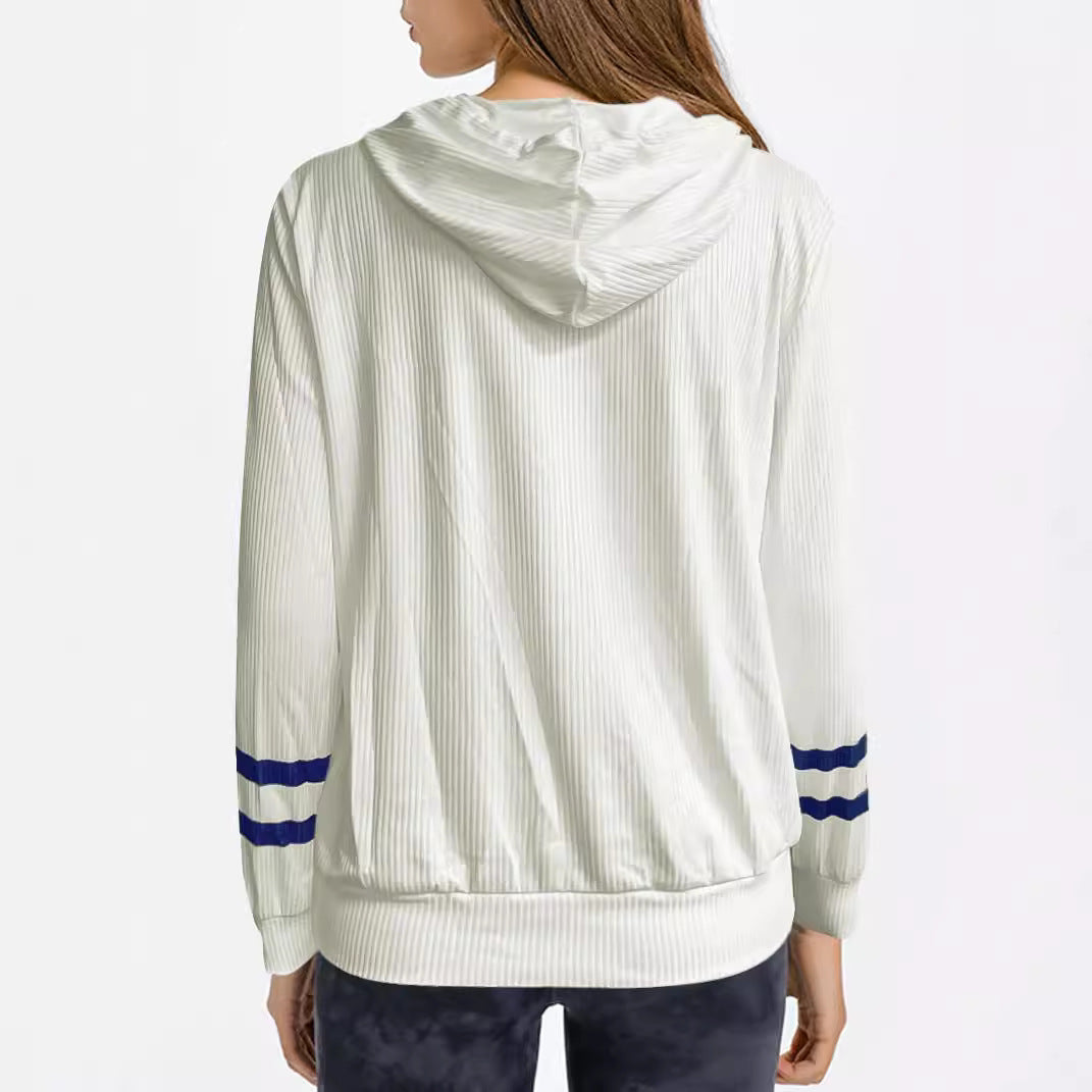 Ladies' hooded sweater with maritime pattern and structured fabric Lune London