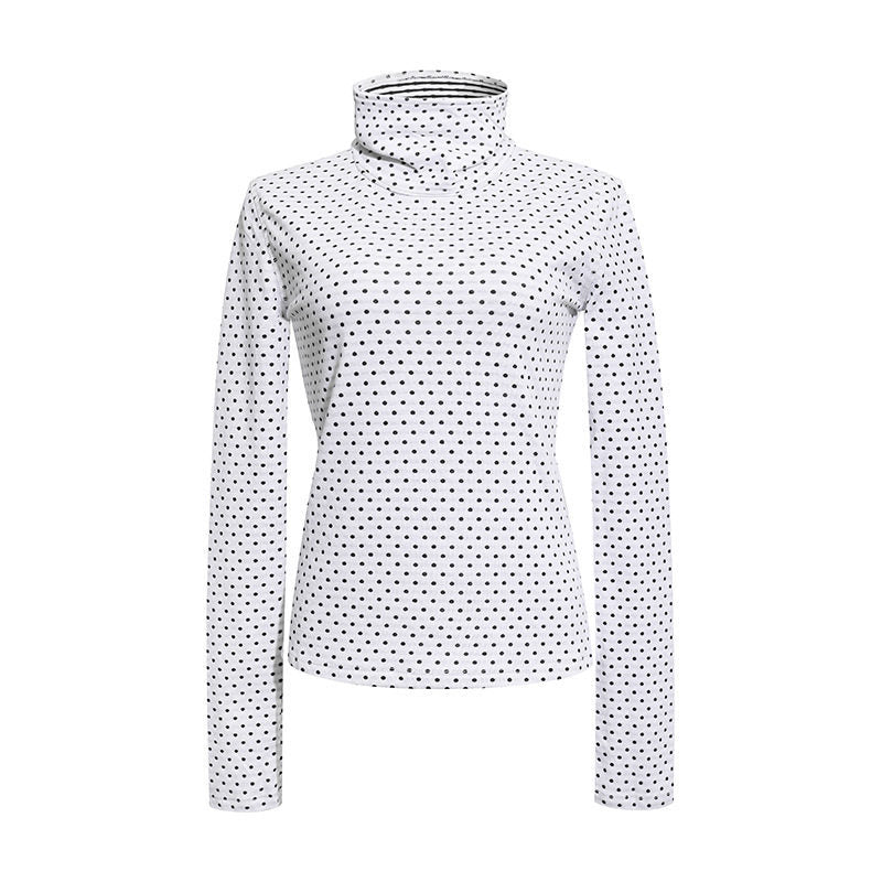 Women's roll-neck fine-knit shirt with polka dot pattern and elastic jersey Amarae