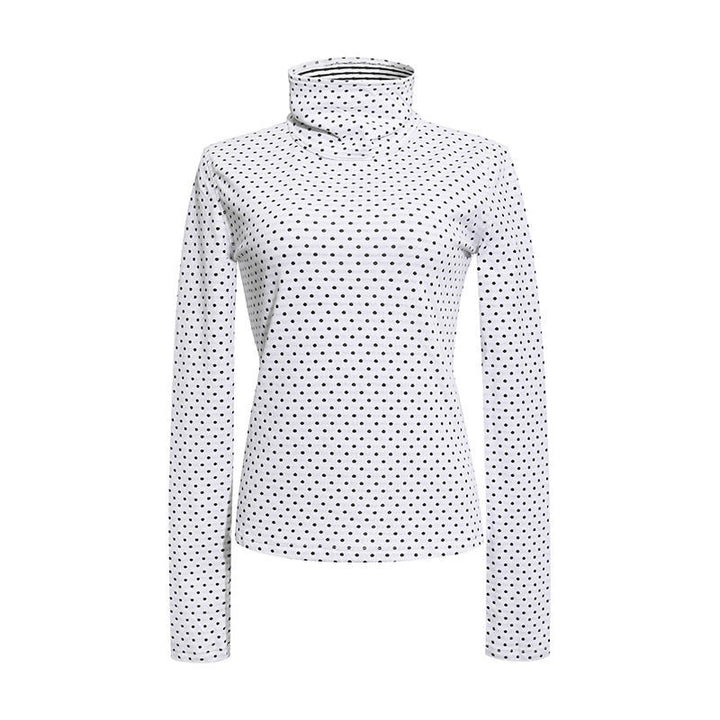 Women's roll-neck fine-knit shirt with polka dot pattern and elastic jersey Amarae