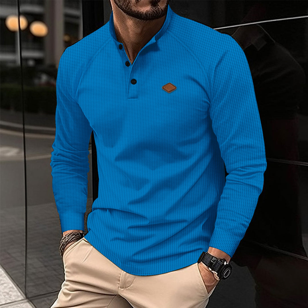Men's long sleeve shirt with textured design and stylish Henley neckline Chic and style