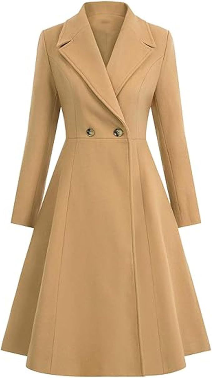Ladies Elegant Oversized Coat with Double Row of Buttons Amarae
