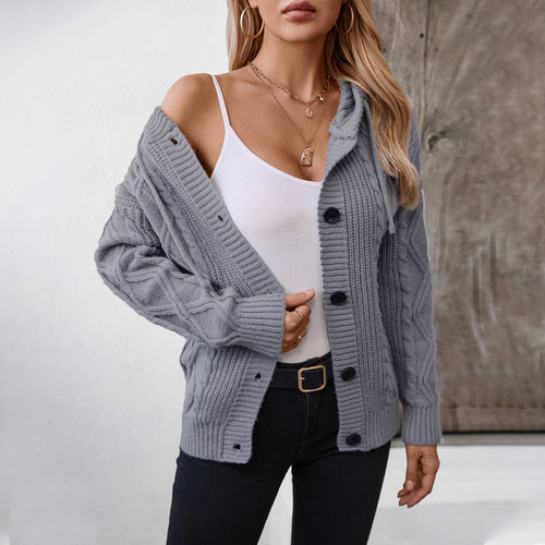 Hooded knit jacket for women with structured design Amarae