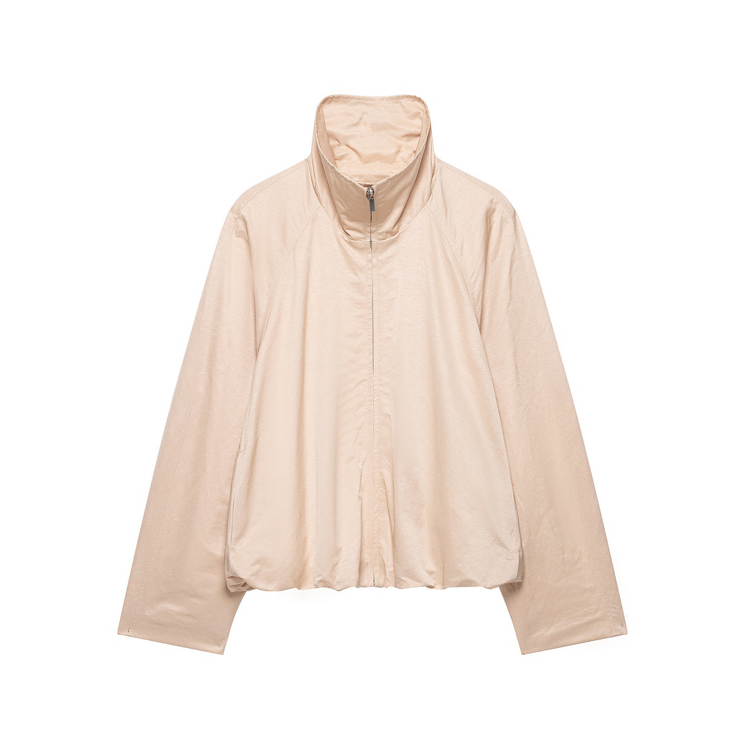 Women’s Oversize Transition Jacket with High Stand Collar and Elastic Hem Amarae