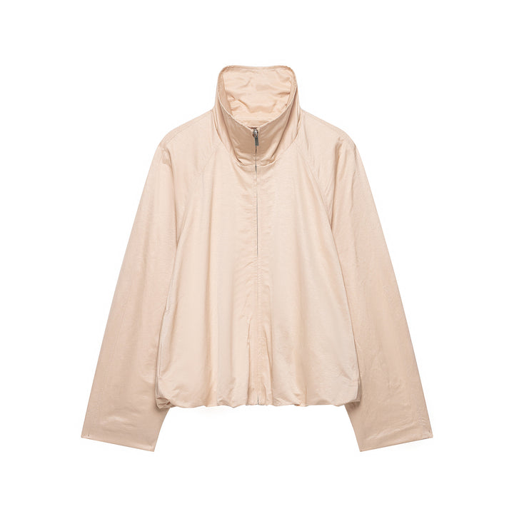 Women’s Oversize Transition Jacket with High Stand Collar and Elastic Hem Amarae