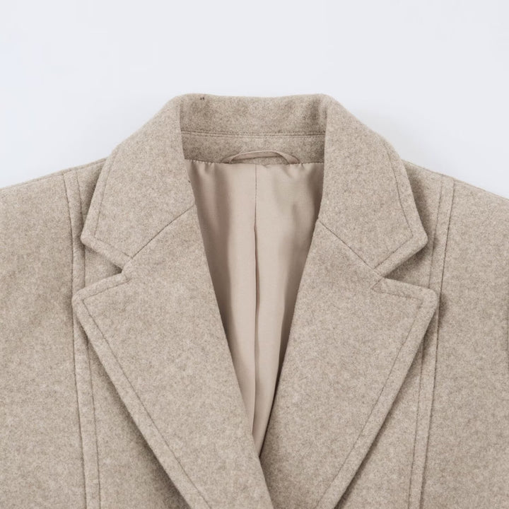 Women's Tailored Wool Look Coat with Notched Lapels and Welt Pockets Amarae