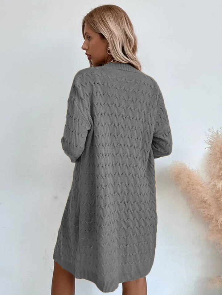 Knitted coat for ladies with a refined openwork pattern and a comfortable cut Lune London