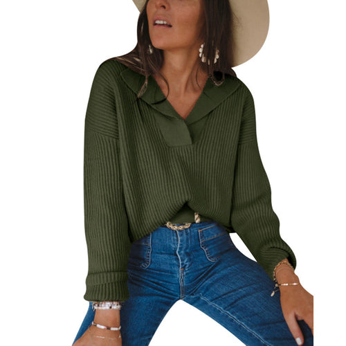 Knit sweater for women with an elastic collar and a relaxed fit Amarae