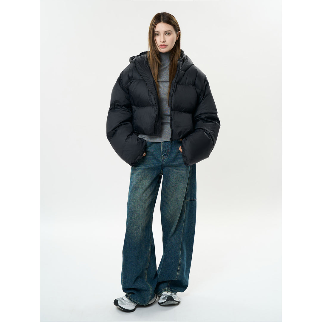 Women's short padded puffer jacket with hood and windproof outer shell Amarae