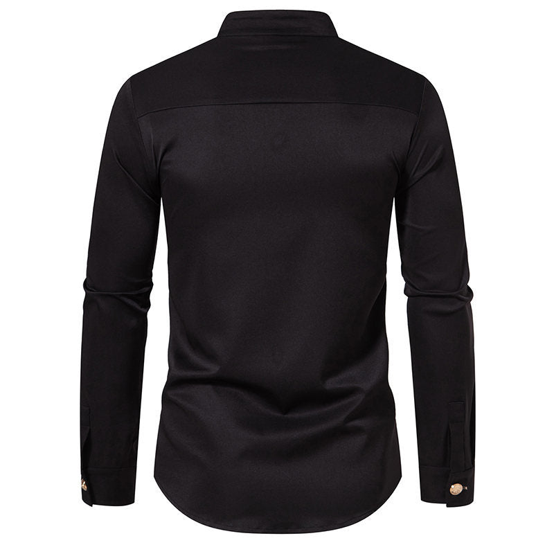 Elegant shirt for men with modern high collar and golden buttons Lune London