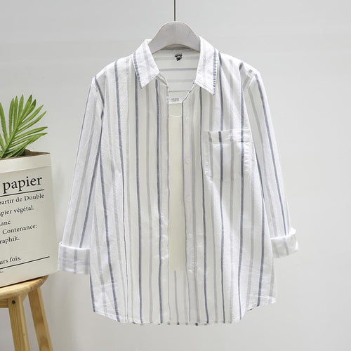 Blouse décontractée pour femmes à manches longues avec motif fin à rayures Chic & Stil