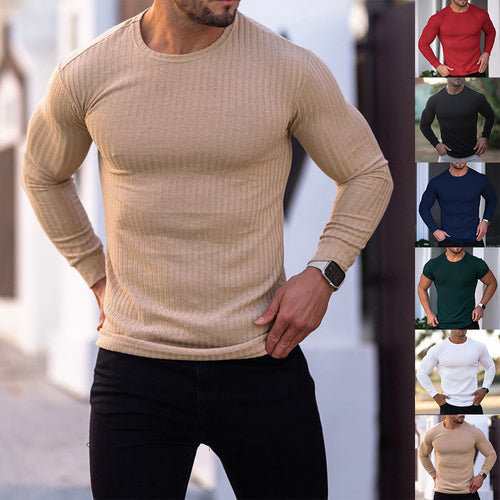 Men Long Sleeve T-Shirt with a fine ribbed structure Amarae