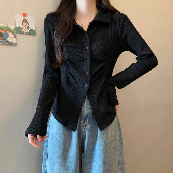 Blouse en tricot côtelé femme avec manches longues Chic & Stil