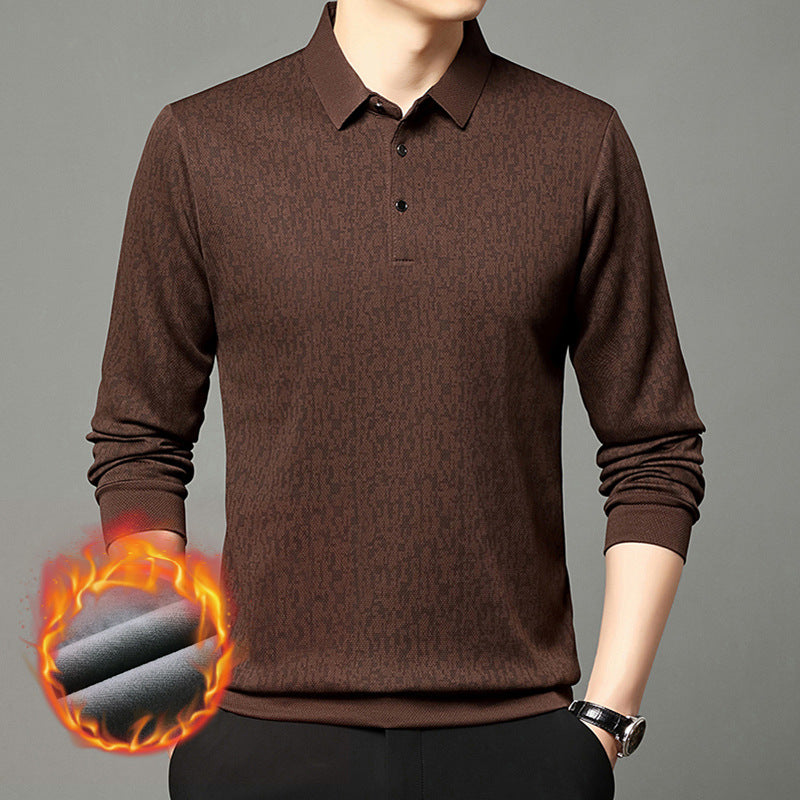 Men's long sleeve polo shirt with textured design and moisture-wicking fabric Lune London