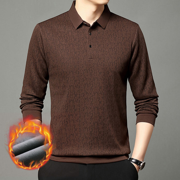 Men's long sleeve polo shirt with textured design and moisture-wicking fabric Lune London